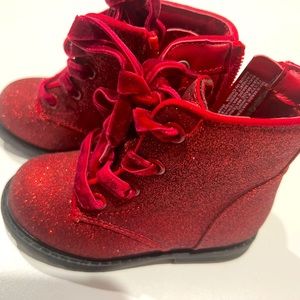 Cat & Jack Red Glitter Boots Size 6
